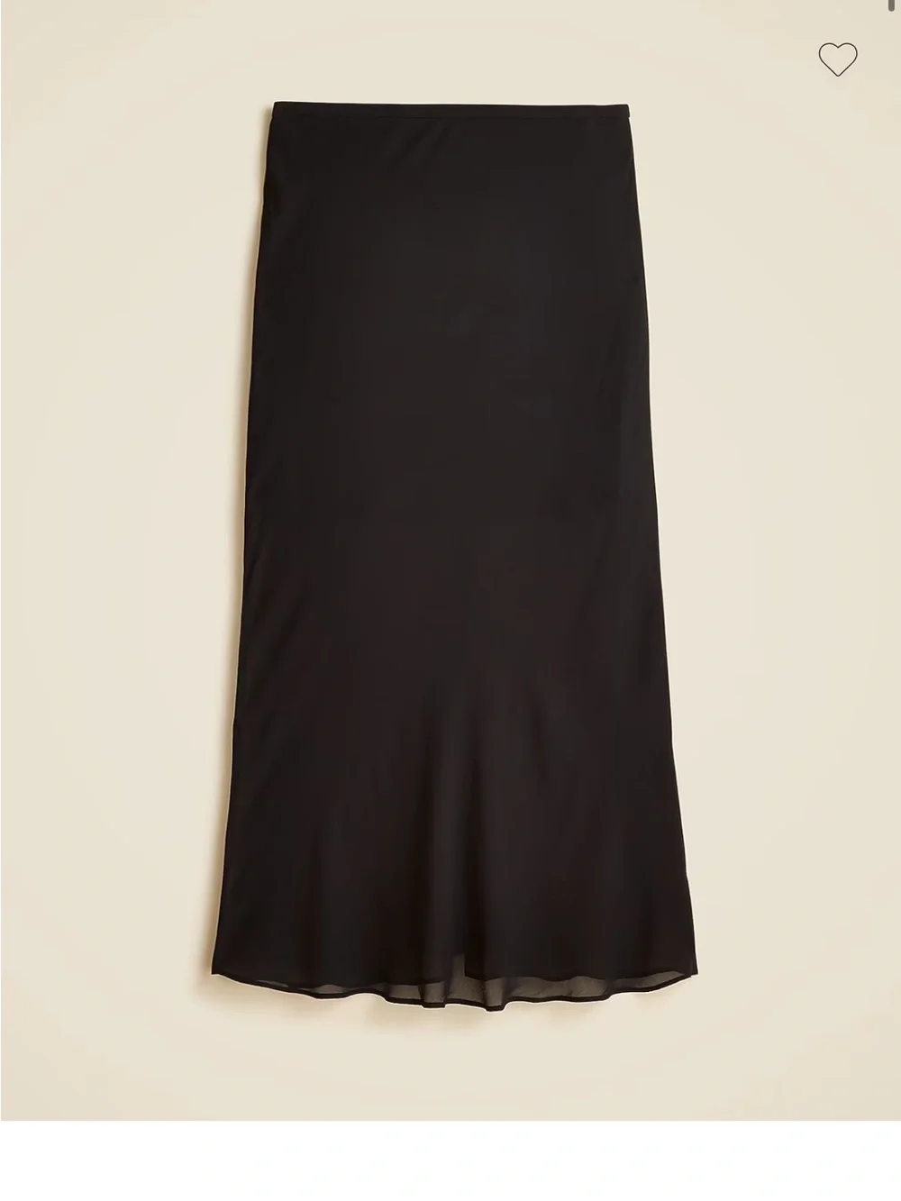J Crew New Gwyneth Chiffon Midi Skirt Black Sheer Short Slip Whimsigoth 2024-L